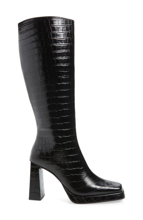 Shop Jeffrey Campbell Maximal Knee High Boot In Black Croco