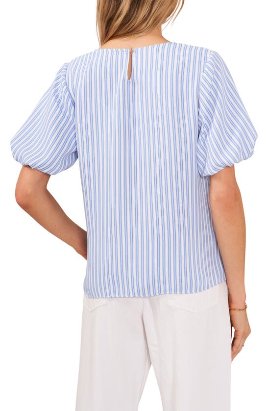 Vince Camuto Striped Puff Sleeve Top In Airy Blue