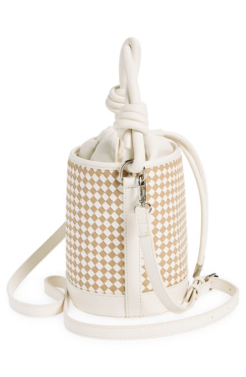 Shop Steve Madden Whirl Woven Bucket Bag In Sandstorm/vanilla