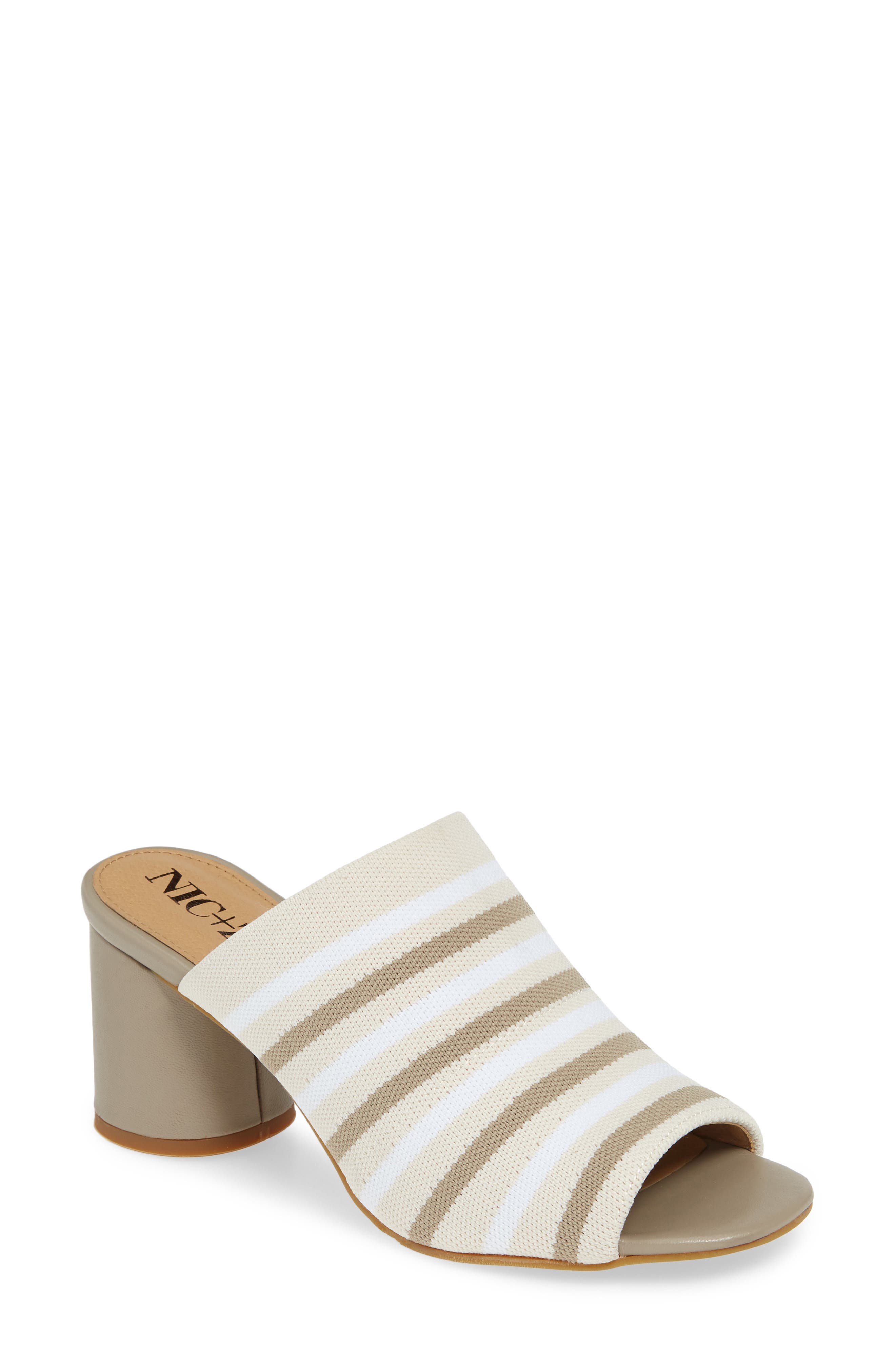 Nic+Zoe Padma Stripe Knit Mule Sandal- White