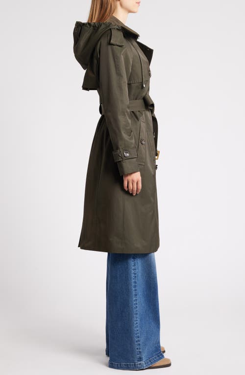 Shop London Fog Water Resistant Belted Trench Coat In Olive