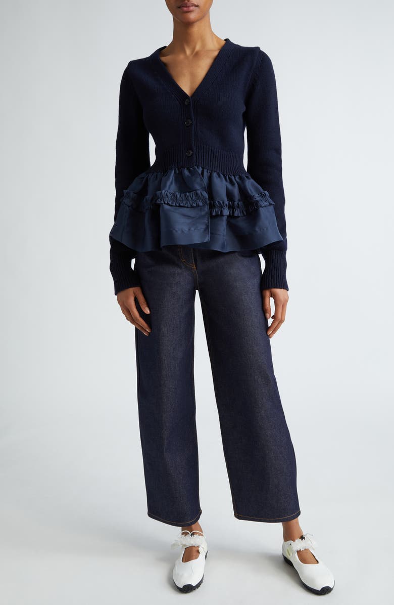 Cecilie Bahnsen Vision Mixed Media Peplum Cardigan Nordstrom