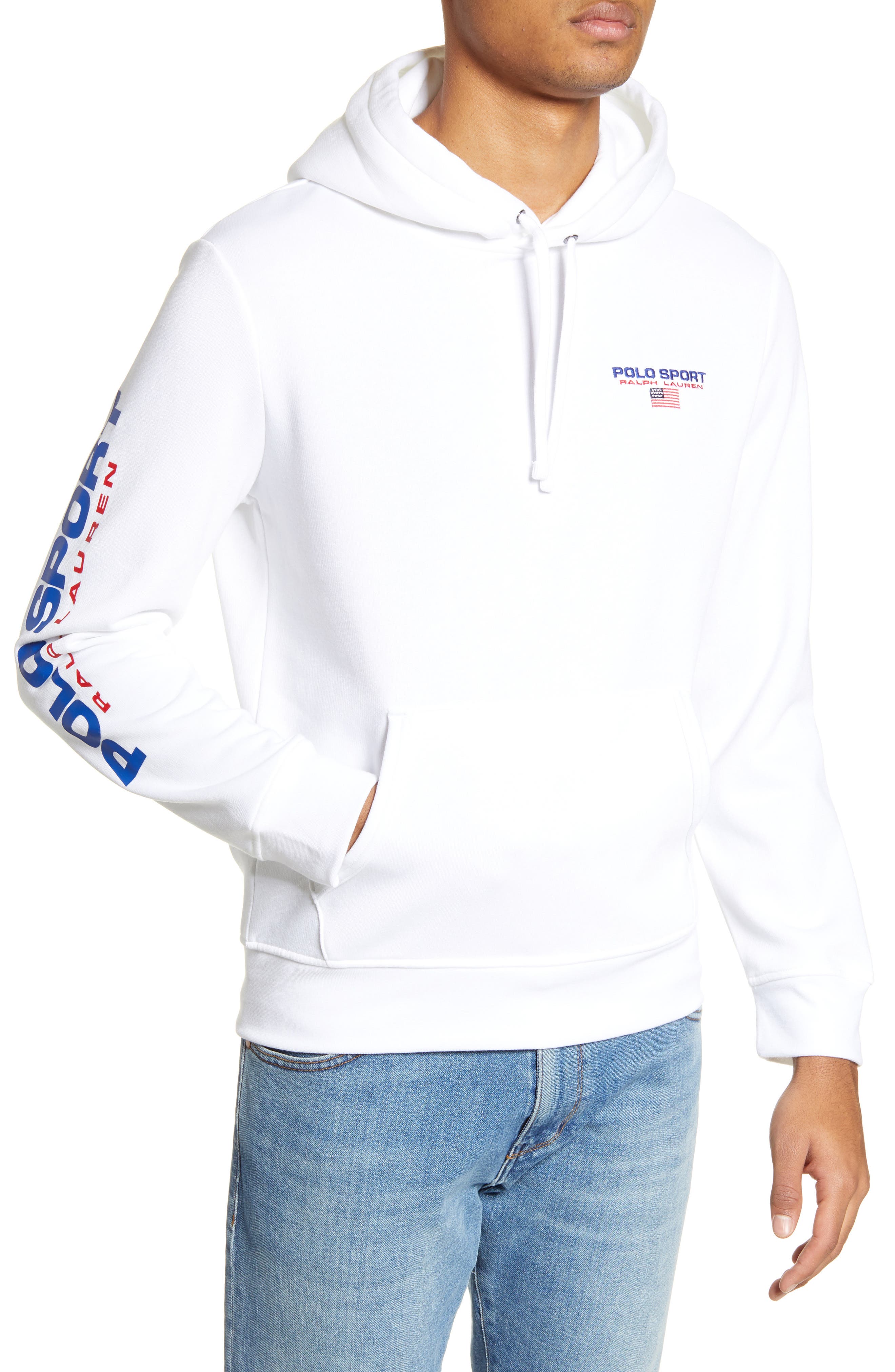 polo sport white hoodie