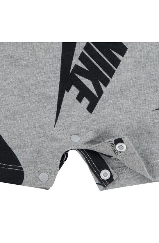Shop Nike Futura Swoosh Print Romper In Dark Grey Heather
