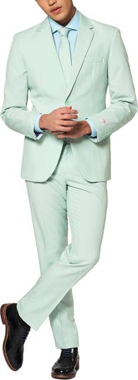 Magic Mint Pastel Trim Fit Suit & Tie