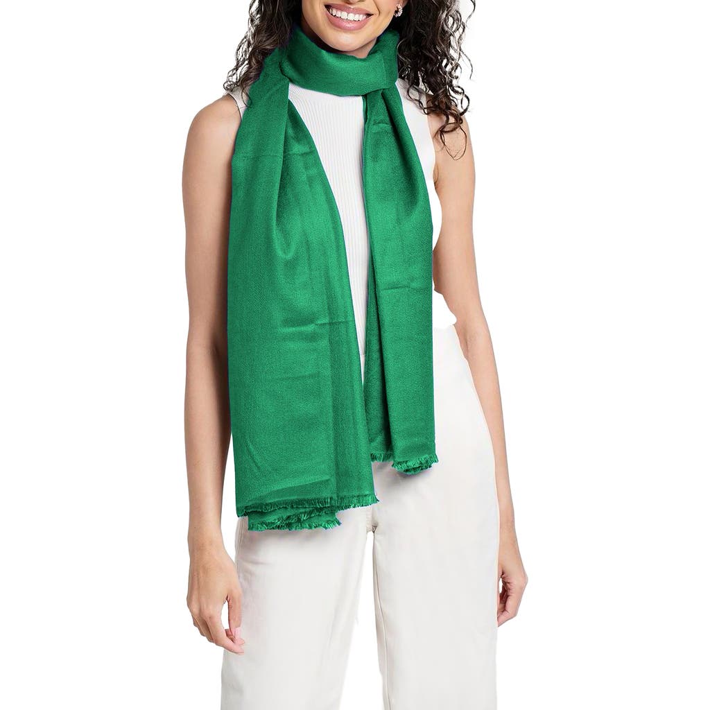 Saachi Cashmere & Wool Blend Shimmering Scarf In Green