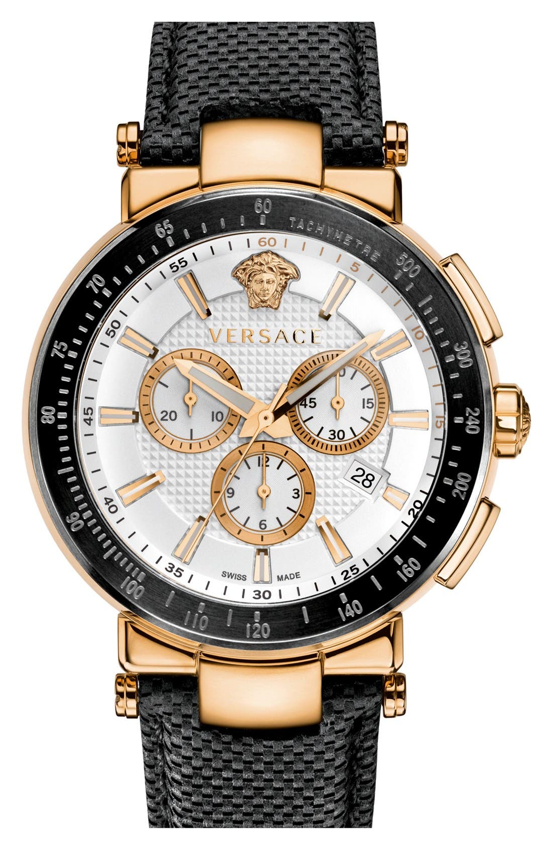 Versace 'Mystique Chrono' Leather Strap Watch, 46mm Nordstrom