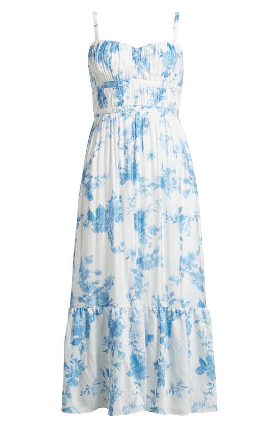 Shop Zoe And Claire Floral Tiered Midi Dress In Blue