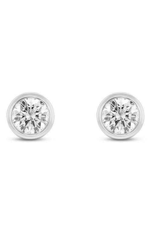 Lightbox 1-carat Lab Grown Diamond Bezel Stud Earrings In White/14k White Gold