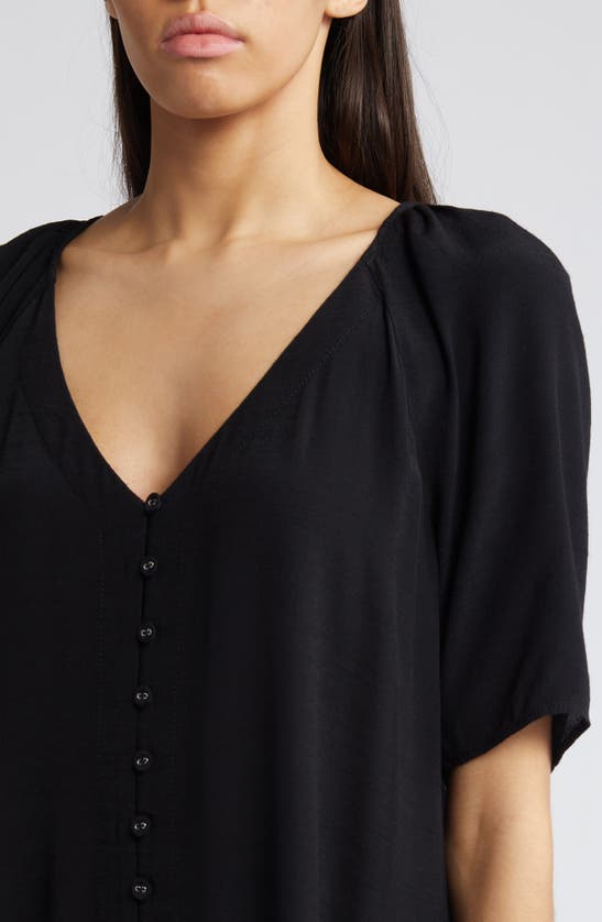 Shop Treasure & Bond Button-up Drop Waist Minidress In Black