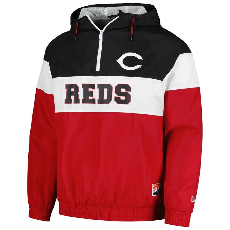 Shop New Era Red Cincinnati Reds Ripstop Raglan Quarter-zip Hoodie Windbreaker Jacket