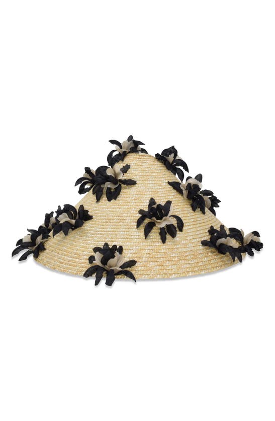 Shop Gigi Burris Millinery Hanford Floral Straw Cocktail Hat In Natural/ Black