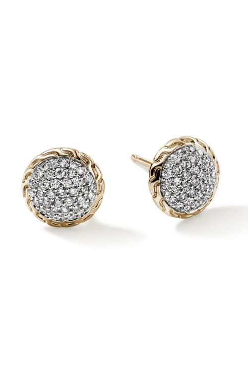John Hardy 14k Yellow Gold Jh Essentials Diamond Pave Stud Earrings In Gold