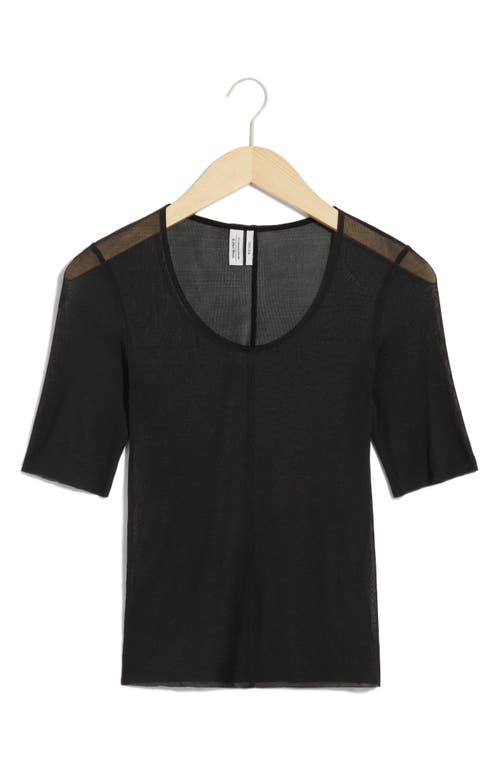 Shop & Other Stories Sheer Silk T-shirt In Black Dark