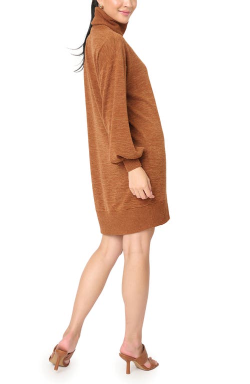 Shop Gibsonlook Long Sleeve Sweater Dress In Saddle Brown