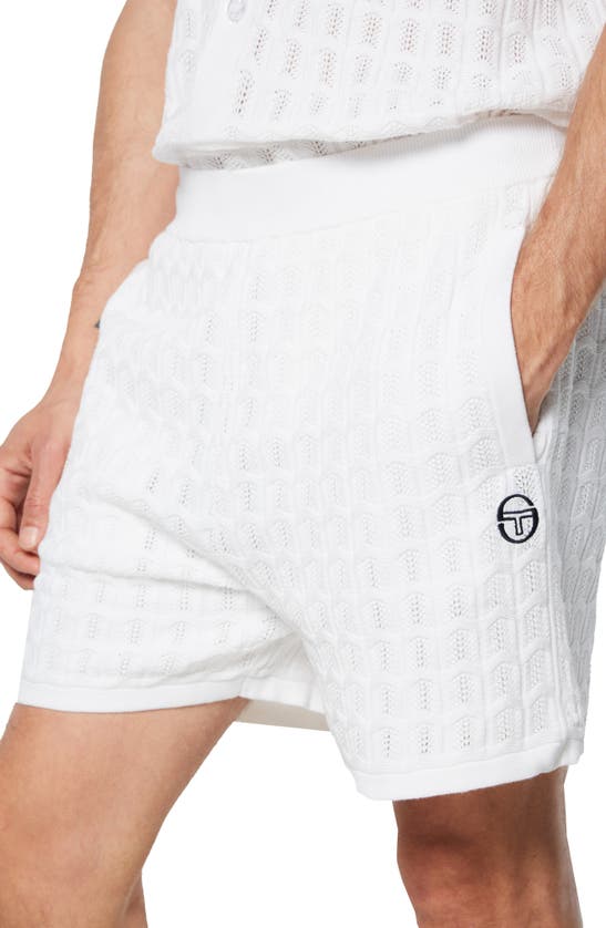 Shop Sergio Tacchini Ulivo Knit Shorts In Brilliant White