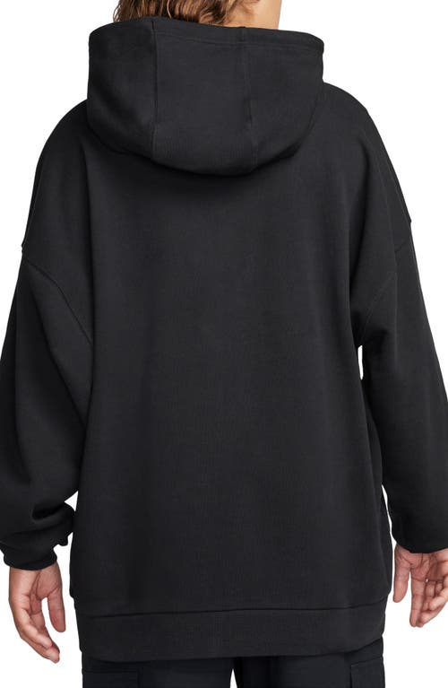 Shop Nike Club Fleece Oversize Cotton French Terry Hoodie In Black/black/white