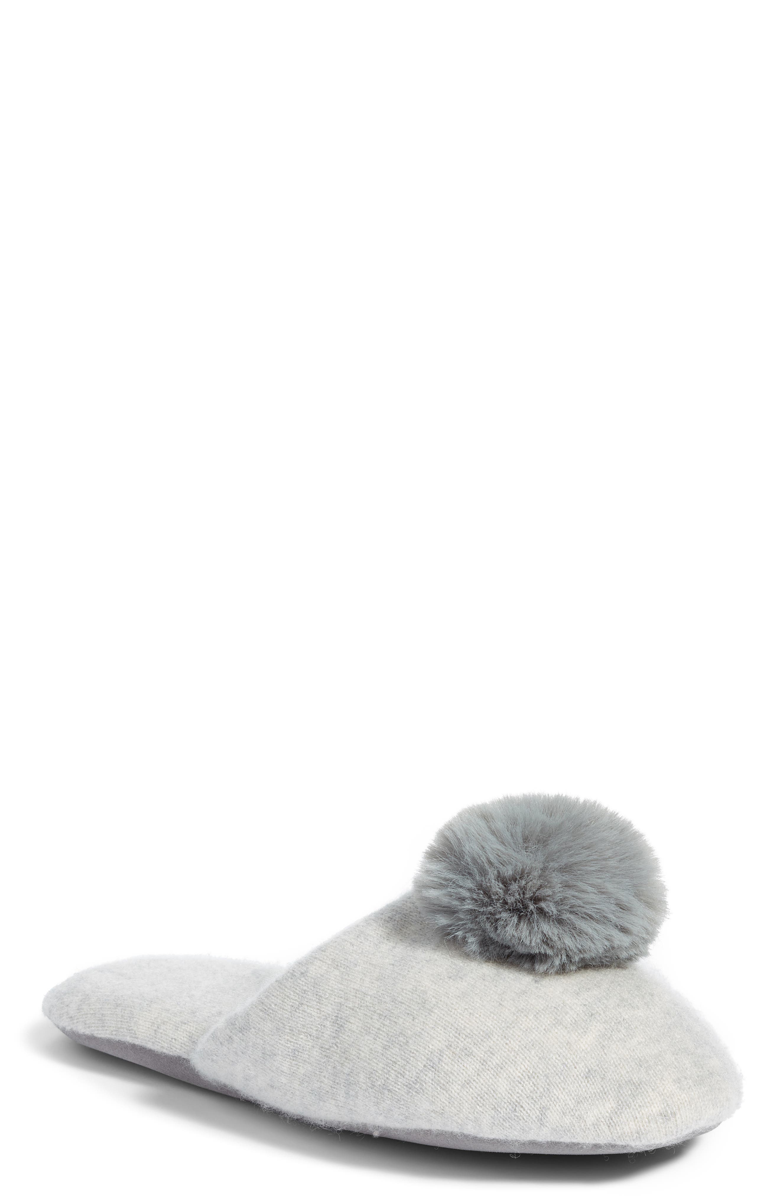 cashmere slippers with pom pom