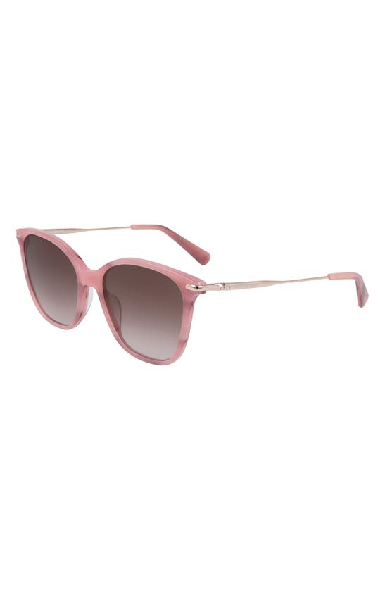 Longchamp 54mm Gradient Cat Eye Sunglasses In Marble Rose/ Brown Rose Gra