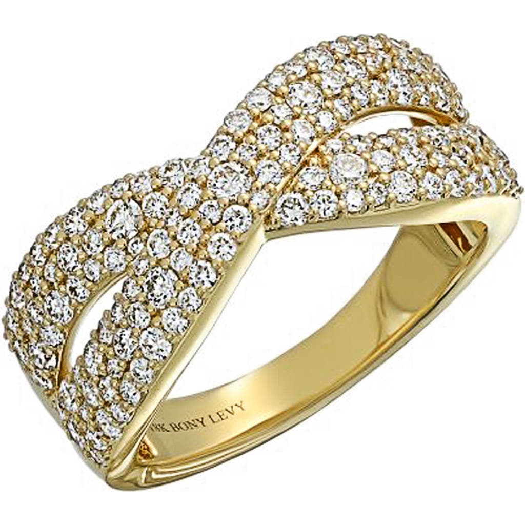 Bony Levy Diamond Crossover Ring In 18k Yellow Gold