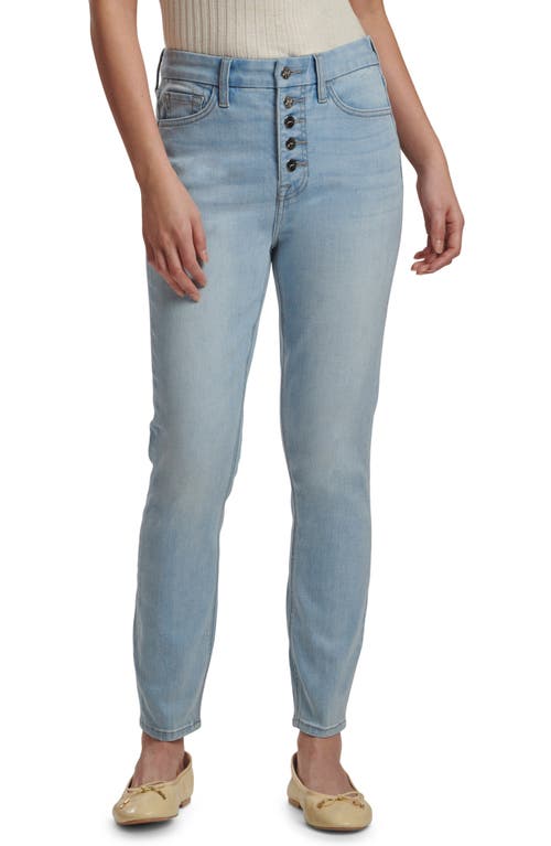 JEN7 by 7 For All Mankind High Waist Exposed Button Fly Skinny Jeans in Kirra