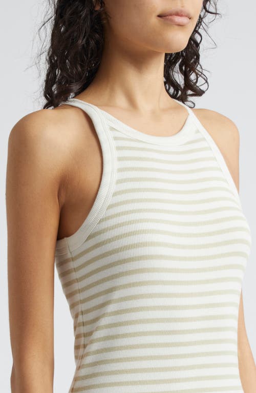 Shop Atm Anthony Thomas Melillo Stripe Rib Tank Dress In Chalk/morning Mist