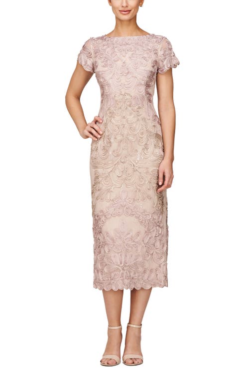 Soutache Lace Cocktail Dress in Pink Sand