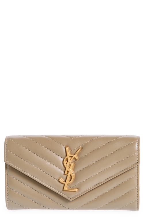 Saint Laurent Cassandre Envelope Flat Leather Card Case in Dusty Grey at Nordstrom