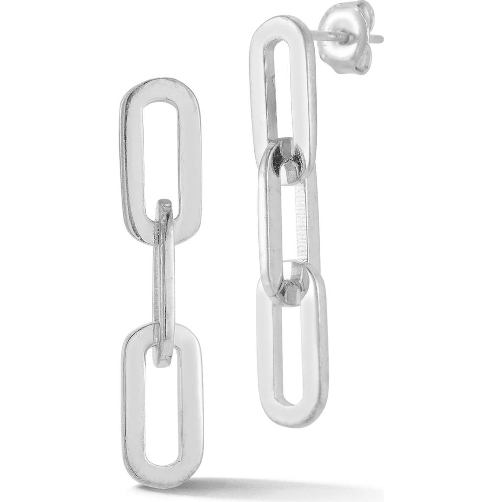 Shop Chloe & Madison Chloe And Madison Rhodium Plated Sterling Silver Triple Link Drop Earrings