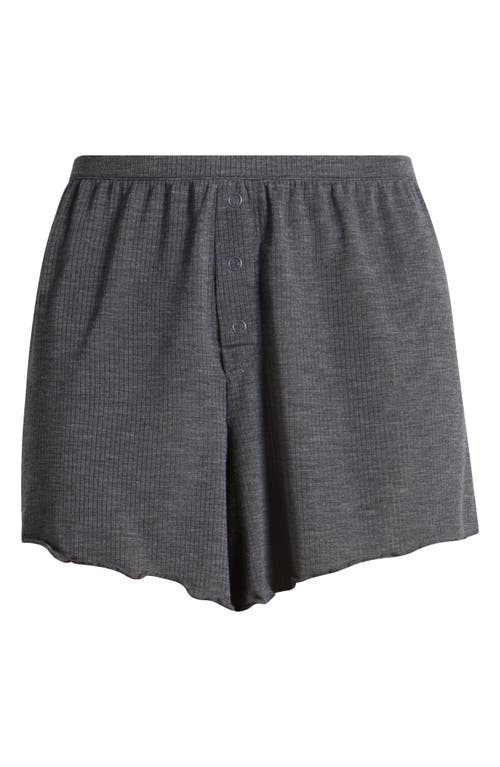 Shop Open Edit Semisheer Rib Boxers In Grey Dark Heather