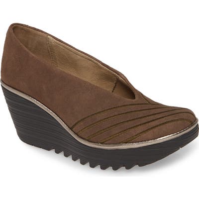Fly London Yaku Wedge Pump, Brown