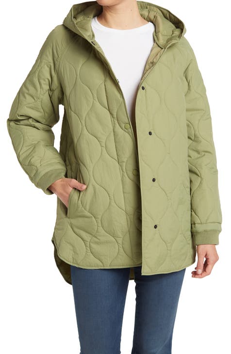 Women S Green Puffer Quilted Parka, Nordstrom Rack Winter Coat Clearance