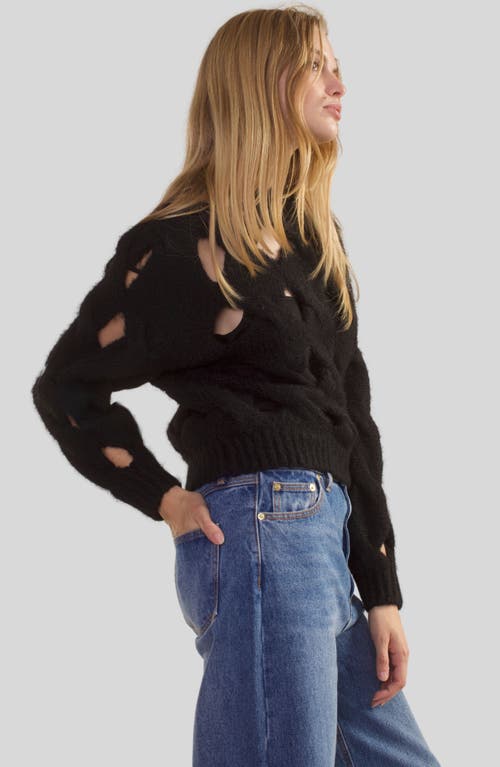 Cynthia Rowley Open Knit Sweater In Black