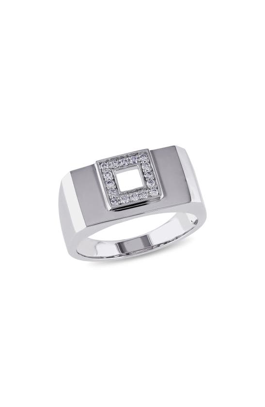 Shop Delmar Diamond Square Ring In Silver