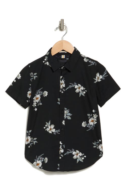 Shop Denim And Flower Kids' Floral Poplin Shirt Sleeve Button-up Shirt In Black
