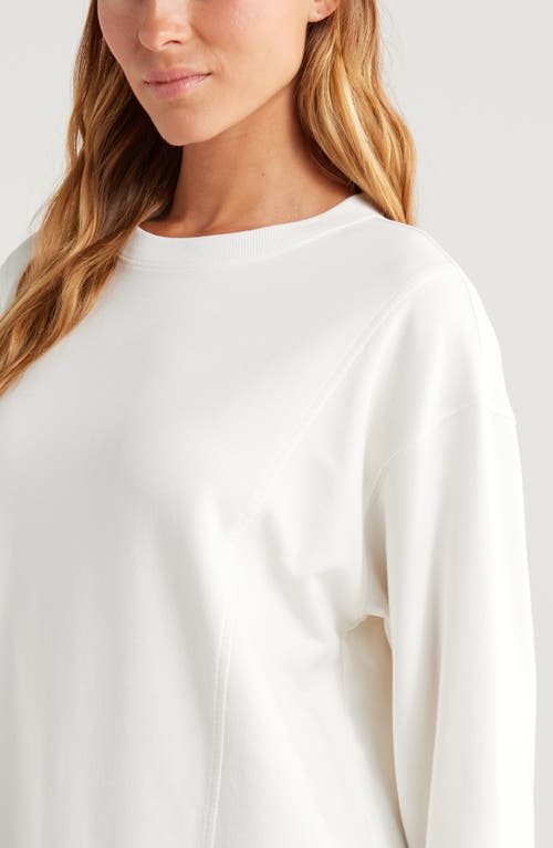 Shop Zella Luxe French Terry Sweatshirt In Ivory Egret