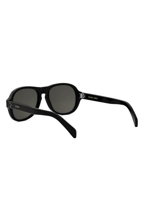 Shop Celine Bold 3 Dots 56mm Pilot Sunglasses In Shiny Black/smoke