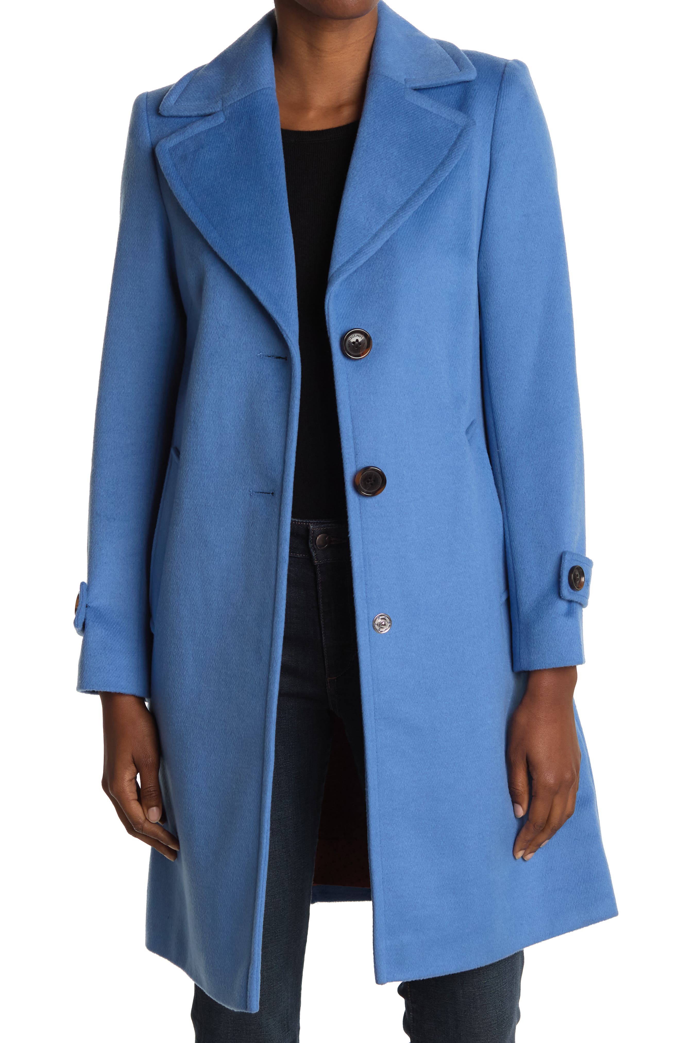 cornflower blue wool coat