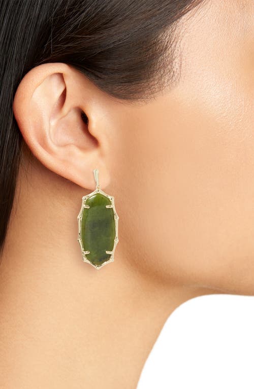 Shop Kendra Scott Elle Bamboo Texture Drop Earrings In Gold Sage Serpentine