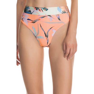 Maaji Taiga Suzy Reversible High Waist Bikini Bottoms, Coral