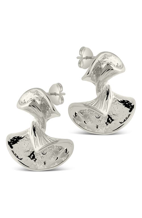 Sterling Forever Libby Textured Fan Stud Earrings In Silver