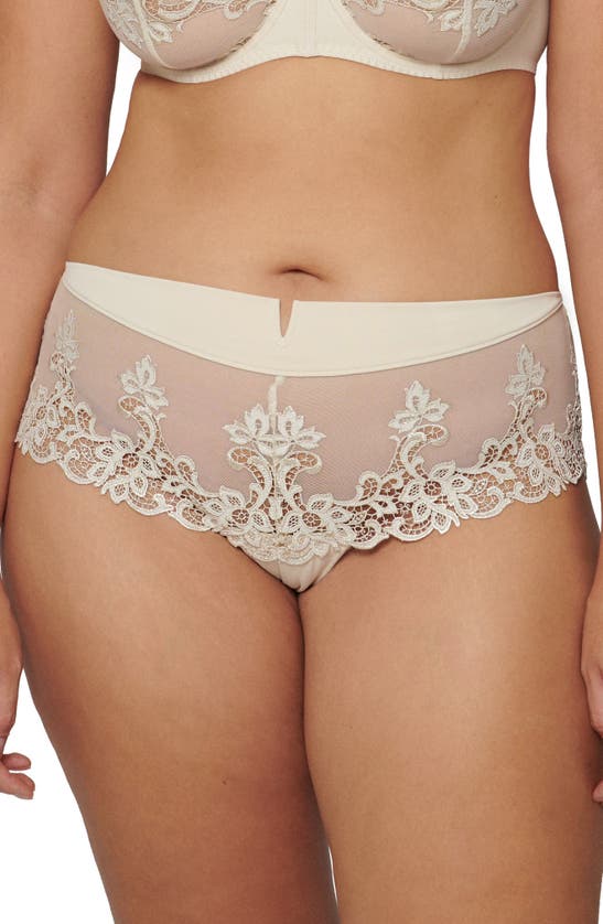 Simone Perele 'saga' Embroidered Boyshort Briefs In Topaz Beige