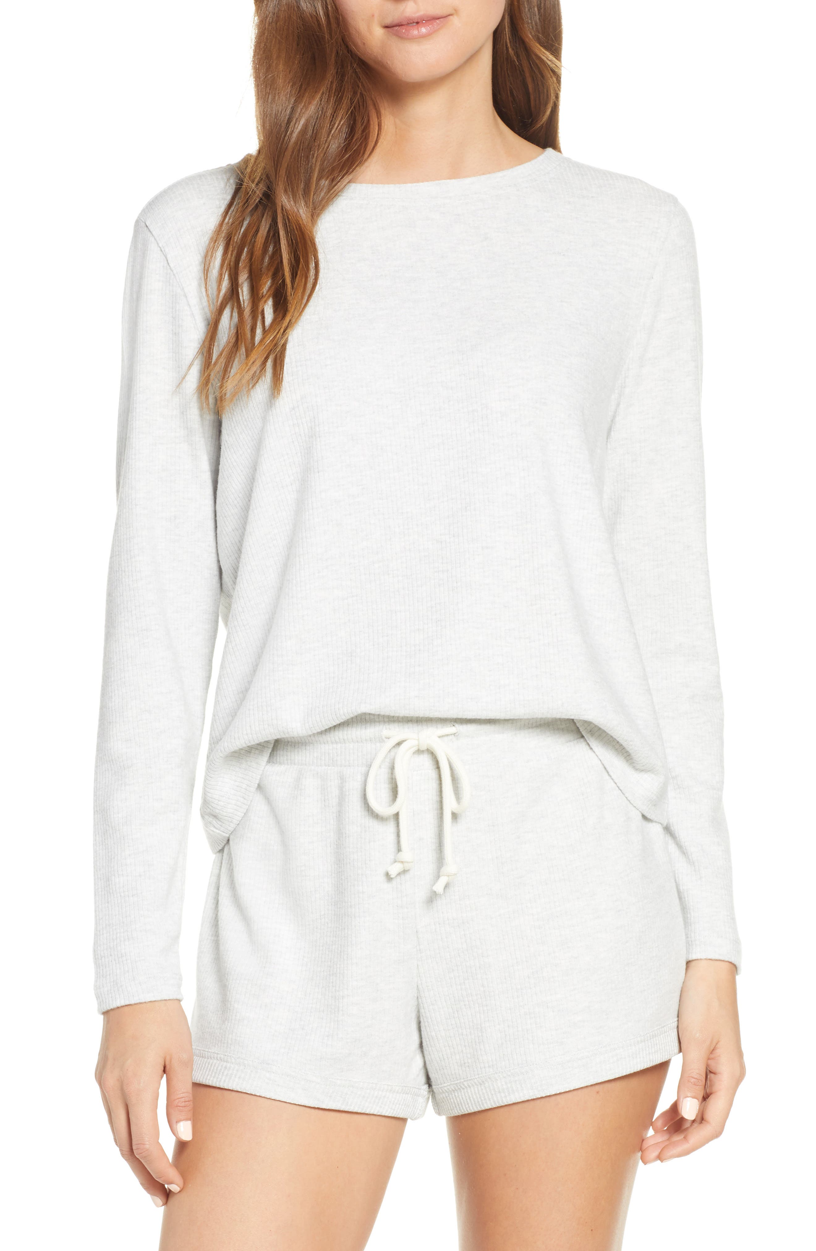 Something Navy Ribbed Pajama Top, Grey (Nordstrom Exclusive)
