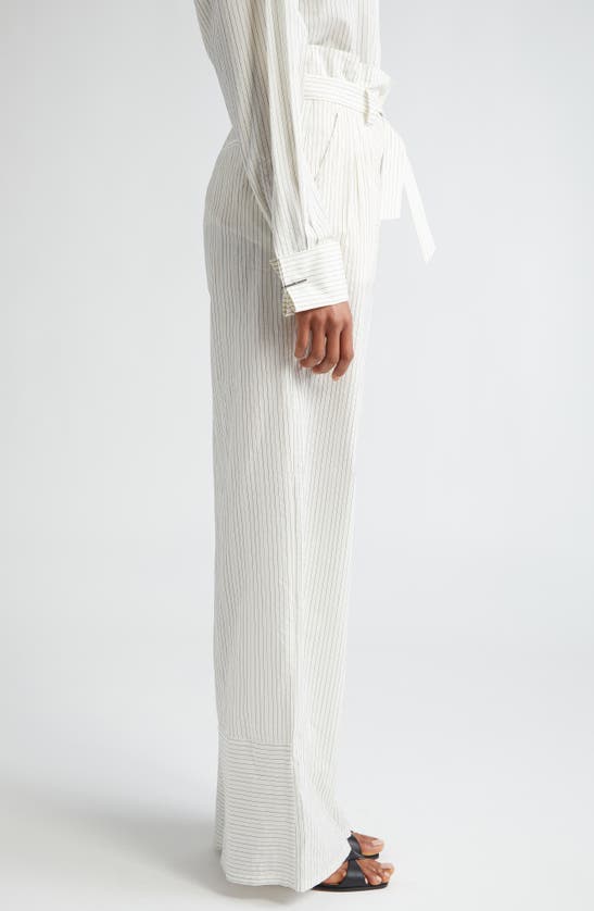Shop Max Mara Xero Directional Stripe Cotton & Silk Pants In White Black