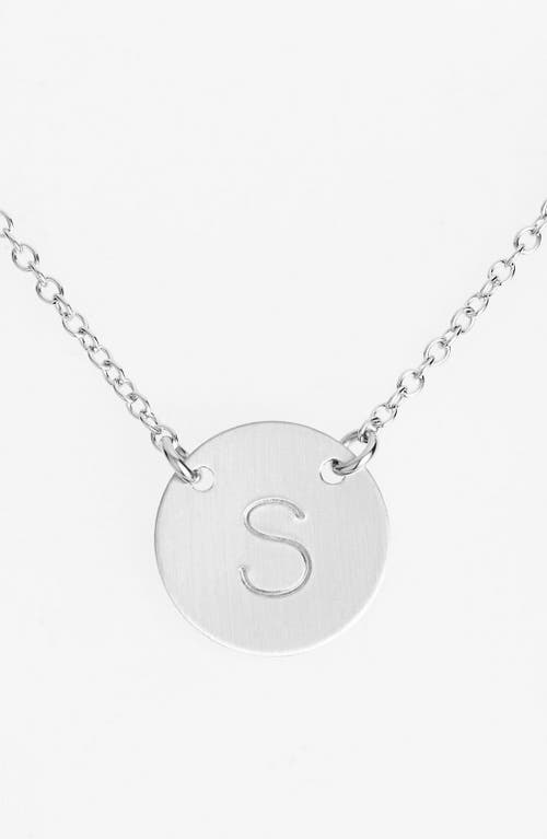 Sterling Silver Initial Disc Necklace in Sterling Silver S
