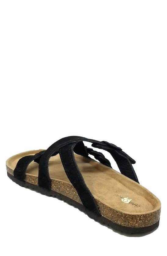 Gaahuu Suede Braided Crisscross Sandal In Black