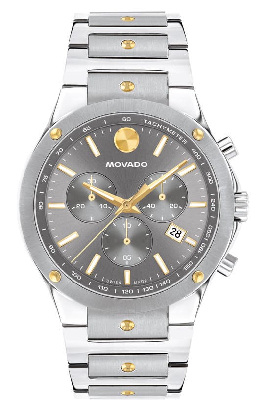Shop Movado Se Chronograph Bracelet Watch, 42mm In Silver/ Grey