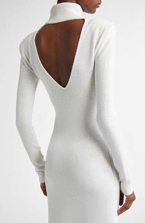 Tom Ford Turtleneck Long Sleeve Cashmere Sweater Dress In Off White