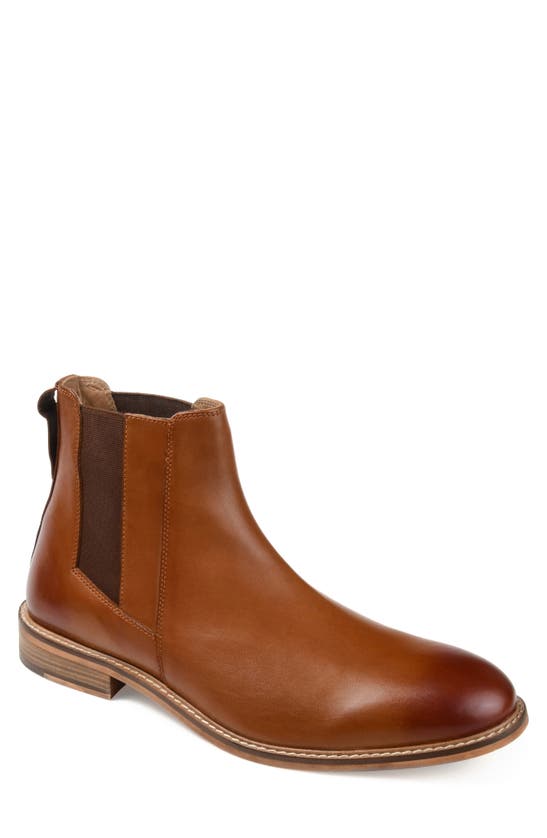 Thomas & Vine Corbin Wide Width Plain Toe Chelsea Boot In Cognac