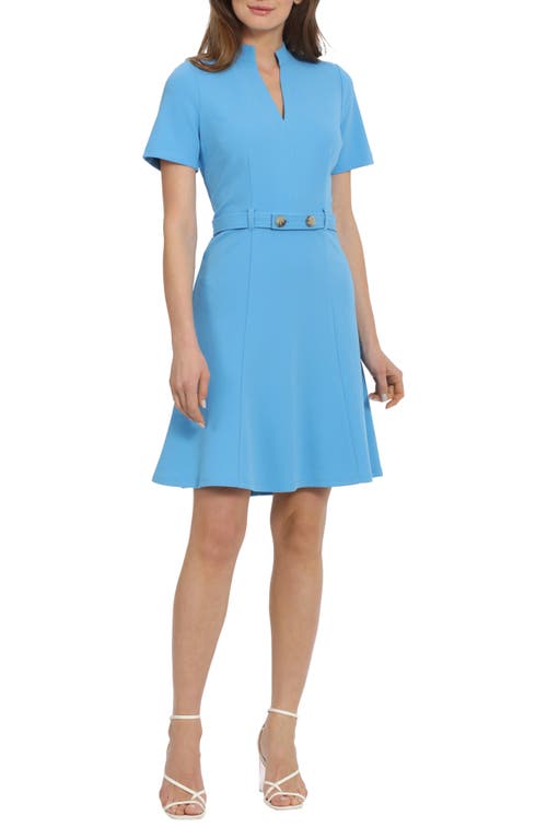 Maggy London Belted A-Line Dress in Bonnie Blue